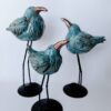 KOMPLET Ptaków TURKUSOWYCH na Metalowej Podstawie 3szt.
