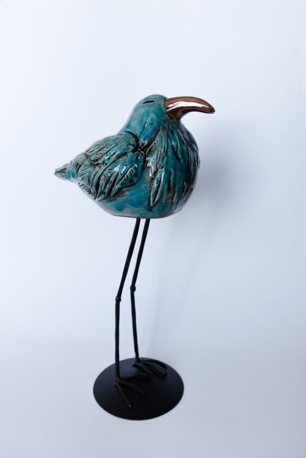 KOMPLET Ptaków TURKUSOWYCH na Metalowej Podstawie 3szt.