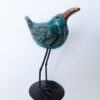 KOMPLET Ptaków TURKUSOWYCH na Metalowej Podstawie 3szt.