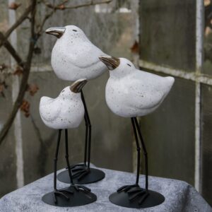 KOMPLET Ptaków BIAŁYCH na Metalowej Podstawie 3szt.