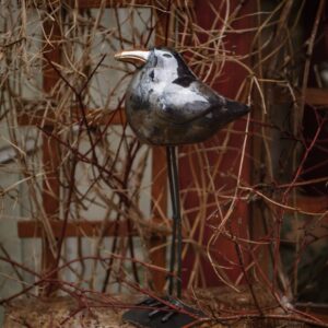 Ptak CZARNY na Metalowej Podstawie DUŻY 43cm