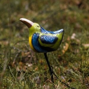 Ptak KOLOROWY na Metalowej Podstawie MAŁY 31cm