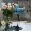 KOMPLET Ptaków TURKUSOWYCH na Metalowej Podstawie 3szt.